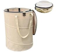 NASSMOSSE Camping Trash Can 18x22 Inch 600D Collapsible Trash Can with Zippered Lid, 6 Garbage Bag Clip, Steel Wire Structure & Handle for RV, Picnic, BBQ, Outdoor