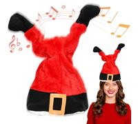 NASSMOSSE Christmas Hat Electric Singing Dancing Plush Santa Hat Soft Funny Santa Leg Shape for Kids Adults