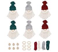NASSMOSSE Christmas Macrame Kit 1 Set(6Pcs) Christmas Gnome Making Supplies with Instructions DIY-Friendly Cotton Christmas Macrame for Crafting, Christmas Tree Ornament
