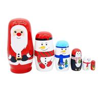 NASSMOSSE Christmas Nesting Dolls 6PCS Wooden Stacking Matryoshka Doll with Santa Claus Penguin Snowman Polar Bear Pattern for Children Kids Adults Party Home Decor