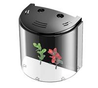 NASSMOSSE Clear Acrylic Fish Tank with Backwall Filter, 5L Small Aquarium with LED Light, 7.9x5.5x8.3 Tropical Fish Tank, Portable Goldfish for Tabletop