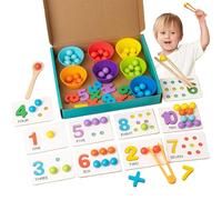 NASSMOSSE Counting Toys for Toddlers 1-3, Digital Learning Montessori Toys with Beads, Chopsticks & Spoons, Educational Math Game for Kids