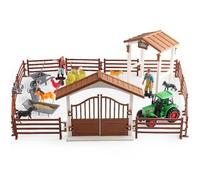 NASSMOSSE Farm Set Engaging Knight Farm Toys Set with Removable Parts Authentic Farming Scene Recreation Playset Educational DIY Animal for Kids