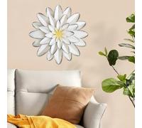 NASSMOSSE Flower Wall Decor, 12 Inch Metal Flowers Wall Decor, Decorative 3D Floral Wall Decor, Hanging Metal Art Wall Decor for Living Room Bedroom Bathroom Garden, White