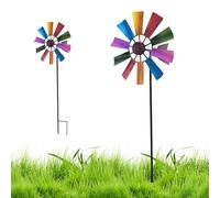 NASSMOSSE Garden Wind Spinner 29x9 Inch, Colorful Iron Windmill Spinner, Rust-Proof Vintage Metal Yard Art for Patio, Balcony, Outdoor Decor