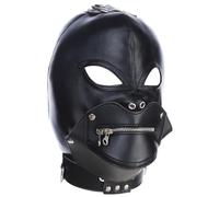 NASSMOSSE Gimps Mask Wicked Demon PU Leather Mask with Plush lining Adjustable Back Tie, Detachable Zippered Mouth for Halloween Party Devil Hood Masks Sex Props Supplies