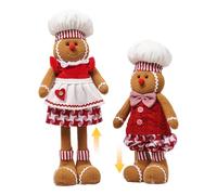 NASSMOSSE Gingerbread Man Ornaments 2Pcs Height Adjustable Chef Gingerbread Christmas Decorations with Clothing Cute Standing Christmas Stuffed Animals for Kids Man Woman
