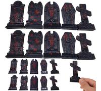 NASSMOSSE Halloween Miniatures, 20PCS Plastic Mini Tombstones, Miniatures Gravestone for for Halloween Haunted House Party Scene Accessories