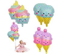 NASSMOSSE Ice Cream Foil Balloons Cute Ice Cream Cone Balloon Theme Party Decor Foil Balloon for Summer Party Decor 6PCS