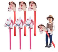 NASSMOSSE Inflatable Stick Horse 6Pcs Colorful Soft & Anti-Leak Plastic Horse Balloon with Edge Sealing Design Baby Toys Balloon Stick for Themed Birthday Party Supplies