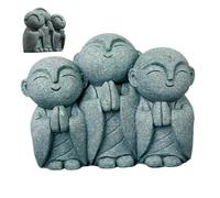 NASSMOSSE Jizo Statue 3 Praying Laughing Buddha Statue Limestone Zen Feng Shui Decor Fish Tank Aquarium Decorations