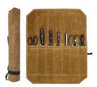 NASSMOSSE Knife Roll, 7 Slots Waterproof Canvas Chef Knife Bag, Portable Roll up Cutlery Pouch for Camping Picnic Outdoor