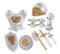 NASSMOSSE Knight Costume Kids 10Pcs/Set Simulated Medieval Knight Armor Includes Helmet, Shield, Swords, Axe and More Kids Dress Up Costumes
