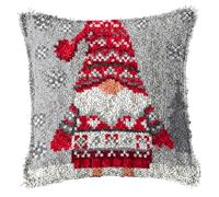 NASSMOSSE Latch Hook Pillow Kit, Christmas Gnomes Snowflakes Latch Hook Kits DIY Pillow Cover Printed Pillowcase for Home Sofa Decor