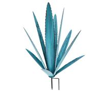 NASSMOSSE Metal Agave Plants Outdoor Decor with Stake, Rustic Metal Cactus Yard Art, Waterproof Yard Sculpture Outdoor for Garden Patio Lawn Home Decor, Blue, Small