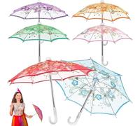 NASSMOSSE Mini Umbrellas for Decorations, 6PCS Colorful Doll Umbrella, Tiny Lace Parasol for Dollhouse Photography Props