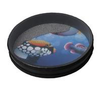 NASSMOSSE Ocean Drum, 8 Inch Plastic Hand Drum Percussion Wave Bead Ocean Instruments with Fish Pattern, Music Relax Sound Healings for Kids Party