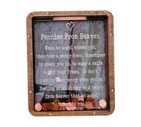 NASSMOSSE Pennies from Heaven Bank, Wooden Kids Piggy Bank, Paradise with Transparent Window, Coin Box Memorial for Kids Family Friends Home Decor Brown