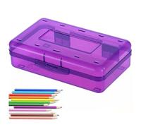 NASSMOSSE Plastic Pencil Box Transparent Visible Pencil Case Large Capacity Holder for Kids Adults Hard Crayon Box with Lid Multifunction Cases for School Office Supplies