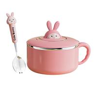 NASSMOSSE Ramen Bowl with Lid 1200ml Instant Noodle Bowl with Handles and Spoon Portable Cute Ramen Cooker for Soup, Noodles, Dumplings, Salads Style 1