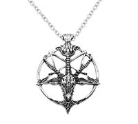 NASSMOSSE Satanic Pendant Necklace Retro Goat Head Inverted Pentagram Neck Chain Jewelry for Men