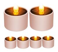 NASSMOSSE Solar Candles Outdoor Waterproof, 6pcs Dusk to Dawn Safe Solar Tea Lights, Reusable LED Tea Lights, 2.1x2.1 Small for Lantern Garden Camping Home Outdoor