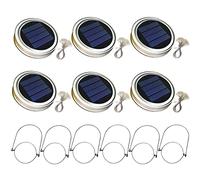 NASSMOSSE Solar Mason Jar Lid Light with 2m String Lights Handle 20 LEDs Hanging Lantern Lamp for Garden Decoration White Light 6PCS