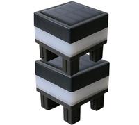 NASSMOSSE Solar Post Cap Lights, 2Pcs Waterproof Fence Post Solar Lights 2 Colors Lights Solar Post Lights Outdoor Deck Column Cap Lamp for Flat Surface Patio Garden Decor