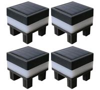 NASSMOSSE Solar Post Cap Lights, 4Pcs Waterproof Fence Post Solar Lights 2 Colors Lights Solar Post Lights Outdoor Deck Column Cap Lamp for Flat Surface Patio Garden Decor