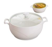 NASSMOSSE Soup Tureen 2600ml Round Ceramic Serving Bowls with Lids Heat-Resistant Soup Bowls with Handles Microwave Safe for Restaurant Home Kitchen