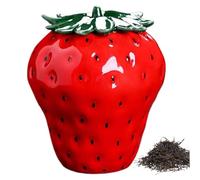 NASSMOSSE Strawberry Vase, Ceramic Cute Flower Vase, 350ml Decorative Red Strawberry Pot with Lid for Tea Canister, Pen Holder, Home Office Kitchen Decor