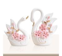 NASSMOSSE Swan Figurine Statue, Elegant Head & Blooming Tail Design, Loving Pair for Home Table Decor, Office & Wedding