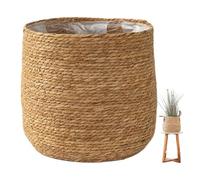 NASSMOSSE Wicker Planter Basket for Indoor Plants, 8.66 Inch Natural Rattan Plant Pot with Plastic Liner, Decorative Basket Planter for Home Decor