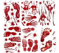 NASSMOSSE Window Clings 6 Sheets Bloody Handprint Stickers Realistic Zombie Stickers Self-Adhesive Window Decals Scary Decorations for Home Haunted House Decor Halloween Decor