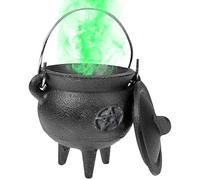 NASSMOSSE Witch Cauldron Star Pattern Halloween Cauldron with Lid & Handle Cast Iron Cauldron 3.7x3.2 Cauldron for Incense Burning, Witchcraft Halloween Decorations, Halloween Decor