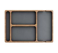 NASSMOSSE Wooden Valet Tray with Leather Inlay, Compartment Night Stand Organizer for Men Women, Catch All Tray for Keys, Phone, Wallet, Watch, Earbuds