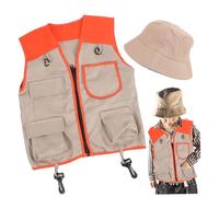 NASSMOSSE Zoo Keeper Costume for Kids Fabric Paleontologist Costume Kids Includes Vest & Hat, Toddler Dress Up Costumes for Halloween, Cosplay & More, Orange