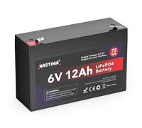 NASTIMA 6V 12Ah 72Wh LiFePO4 Rechargeable Battery With BMS Protection