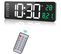 Nastopee 16 Inch Large Digital Wall Clock with Remote Control, LED Display, Dual Alarm, Countdown Timer, Auto Dimming & USB Power for Home Office Gym