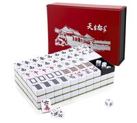 Nastopee Mahjong Game Large - 3 x 2.25 cm Chinese Mahjong Set with 146 Pieces, Easy to Read Majong Stones, Complete Majong Play Sets, Robust Travel Case for Family & Party