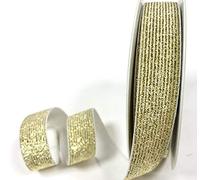 Nastrificio Fiorentina Gold Metallic 20mm Lurex Elastic, Sold by The metre (Presented on a Bertie's Bows ribbonc Card)