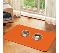 Nasturtiumjlh Orange Pet Feeding Mat Absorbent Pu Leather Dog Cat Food Mats Contain Spills Protects Floors, Anti-Slip Dog Bowl Mats Easy Clean Pet Placemats 30x45cm