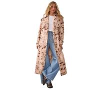 Nasty Gal Cow Print Faux Leather Trench Coat, 14, Cream