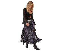 Nasty Gal Floral Devore Ruffle Maxi Skirt, 6, Black