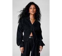Nasty Gal Women's Denim Corset Shirt in Washed Black | Size: 8 Nasty Gal Washed Black 8