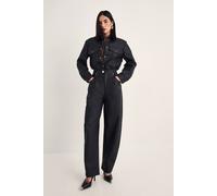 NastyGal Women's Barrel Leg Faux Leather Pants in Black | Size: 6 NastyGal Black 6