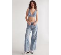 NastyGal Women's Bead Embellished Denim Jean in Authentic Midwash | Size: 14 NastyGal Authentic Midwash 14