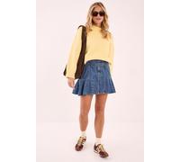 NastyGal Women's Buckle Pleated Denim Mini Skirt in Authentic Midwash | Size: 12 NastyGal Authentic Midwash 12