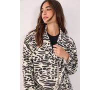 NastyGal Women's Denim Animal Print Biker Jacket in White | Size: 10 NastyGal White 10