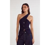 NastyGal Women's Denim Asymmetric Top in Indigo | Size: 6 NastyGal Indigo 6